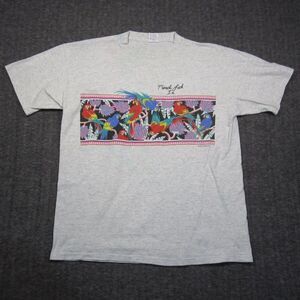 VTG 90s T Shirt Mens XL Gray Tee French Lick Parrot Graphic Single Stitch USA